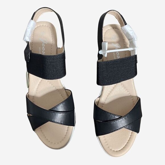Joessy Milan Black and white platform wedge heel Women's Sandals size 8. NIB. - Picture 5 of 11
